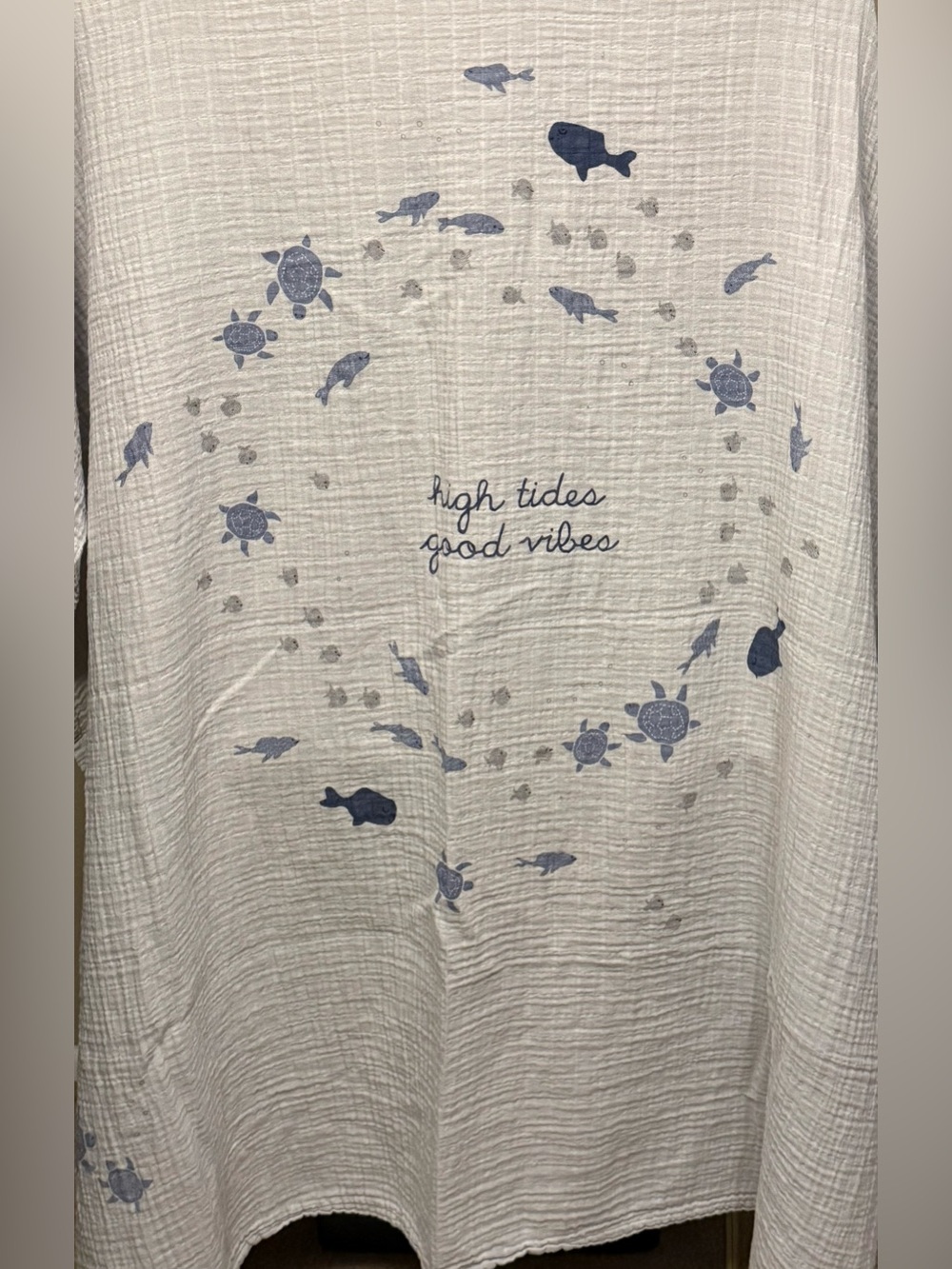 Pottery Barn Kids Organic Cotton Baby Blanket High Tides Good Vibes 42x44